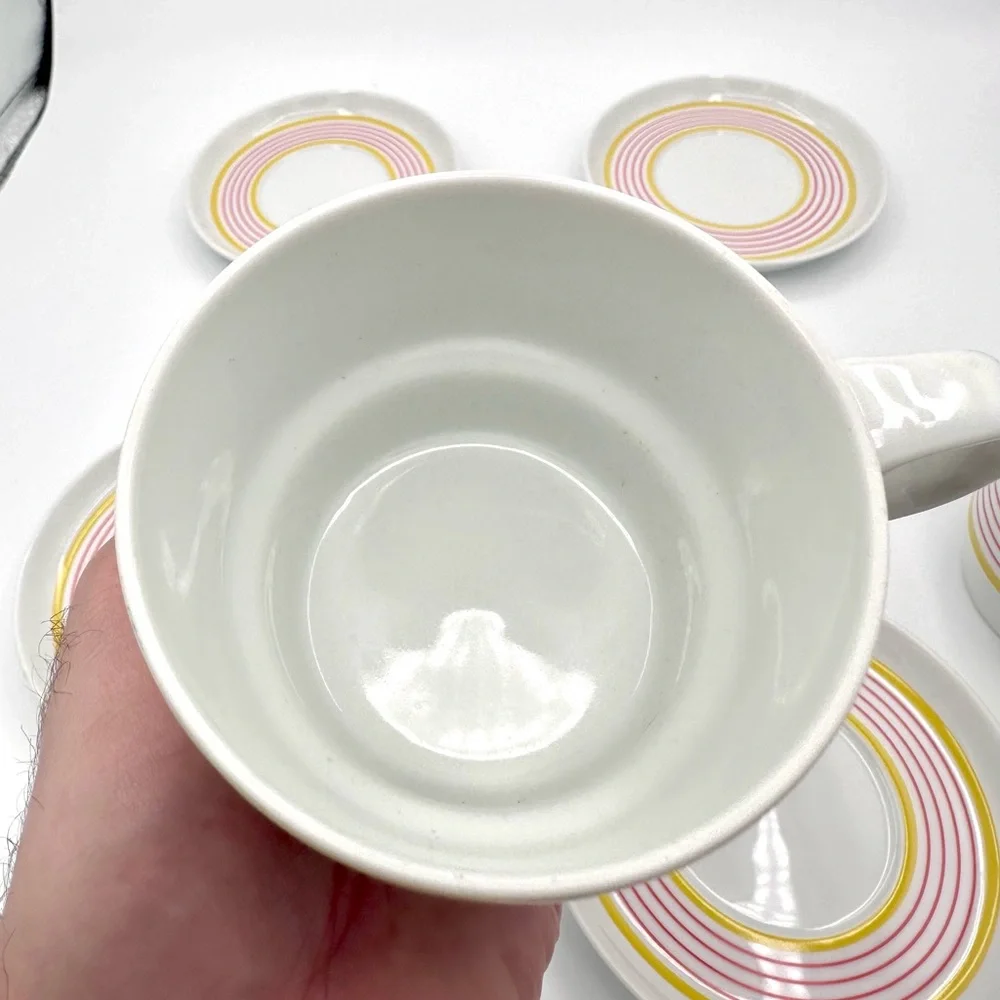 Vintage Retro IKEA Striped Tea Cups and Saucers